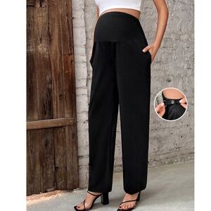 Maternity Straight Leg Pocket High Waist Trouser Pants